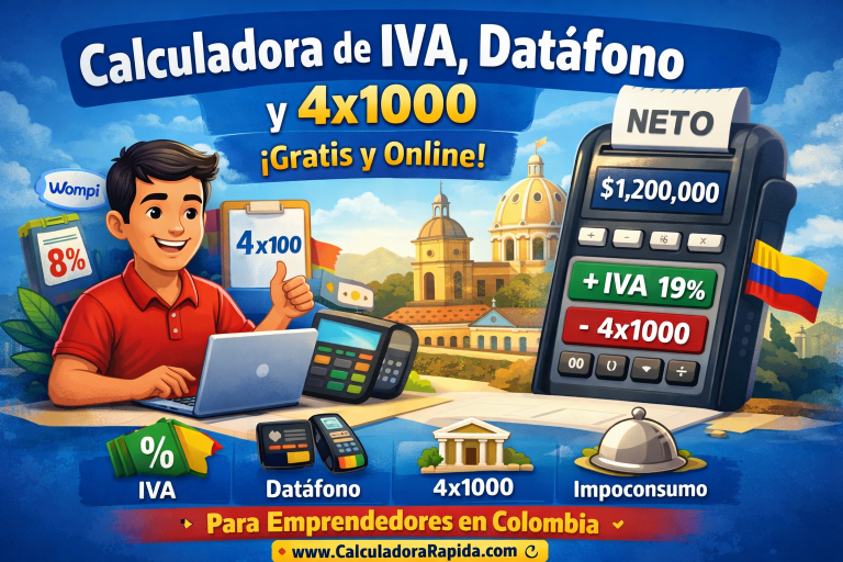 Calculadora de IVA, Datáfono y 4×1000 en Colombia (Gratis y Online)