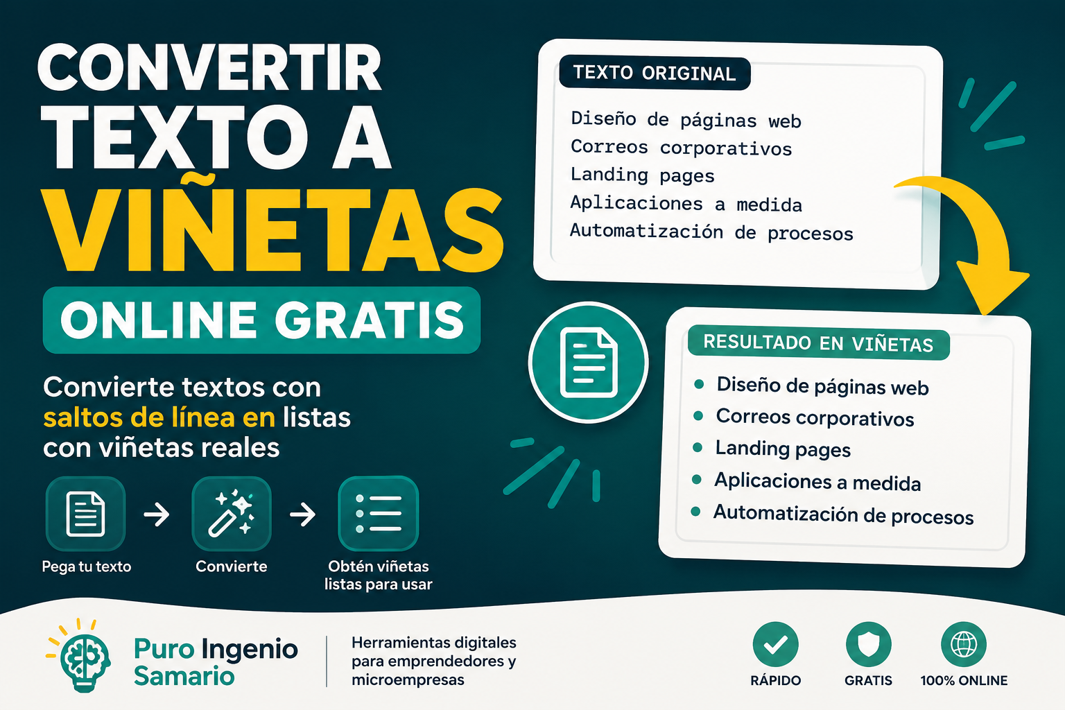 Convertir texto a viñetas online gratis