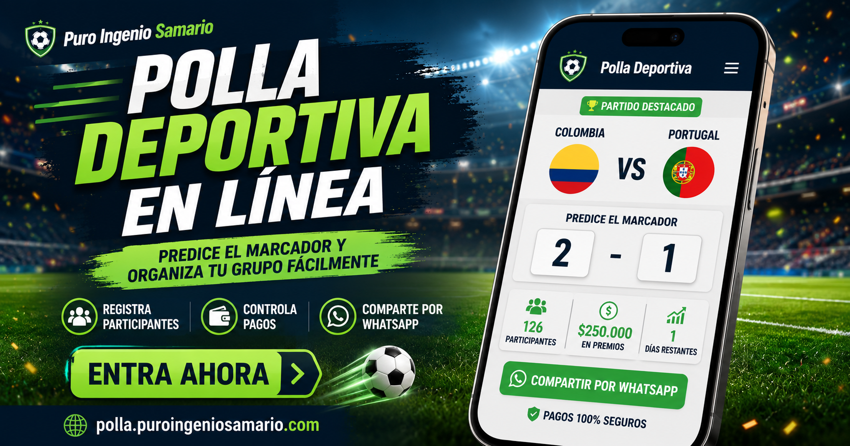 Polla deportiva en línea: una aplicación sencilla para predecir marcadores y organizar apuestas entre amigos